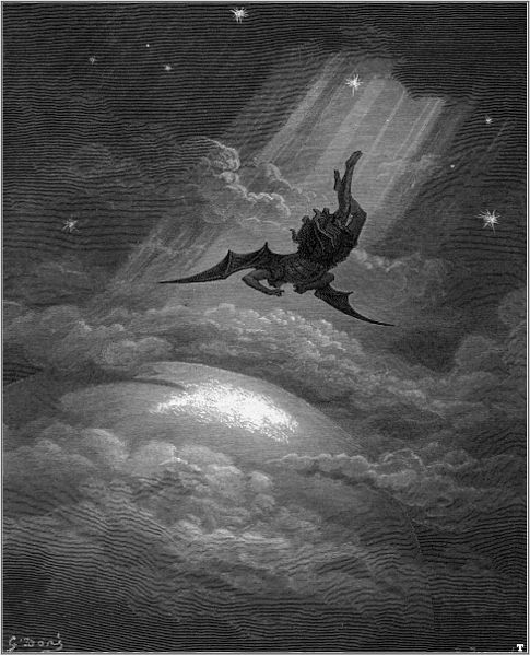 Himmelssturz, Illustration von Gustave Doré zu John Miltons Paradise Lost