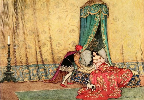 Illustration von Warwick Goble zu dem Märchen Dornröschen