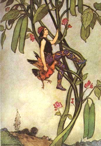 Illustration Warwick Goble zu dem englischen Märchen Jack und die Bohnenranke